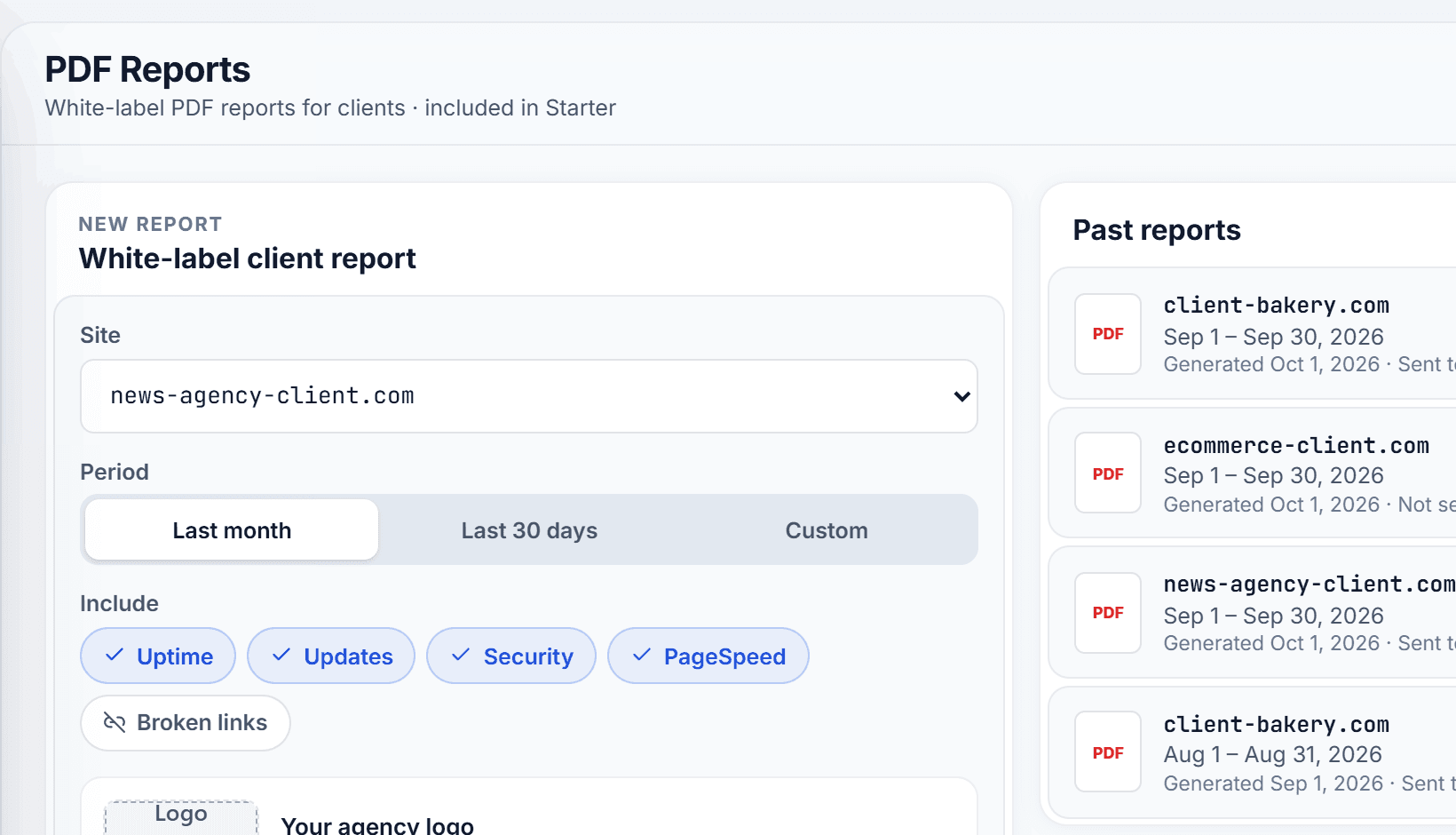 Client reports in the SITEOPS dashboard